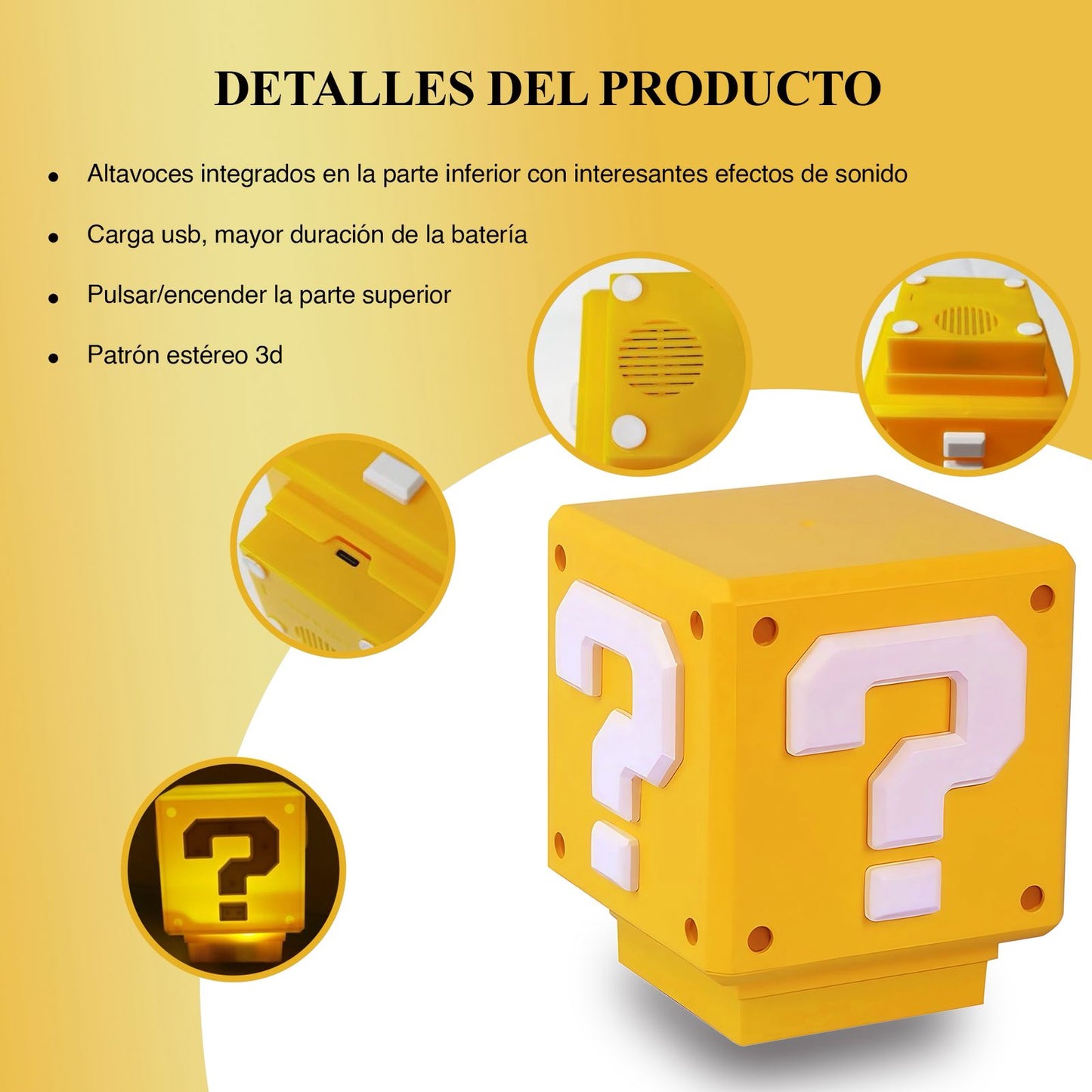 Bloque de interrogación de Mario Bros-Luz LED