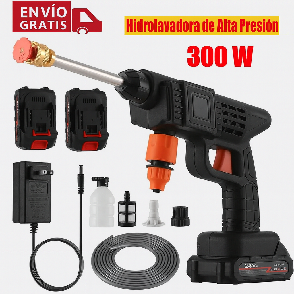 Lavadora de Autos de Alta Presión – Pistola de Agua Inalámbrica 300W 30Bar